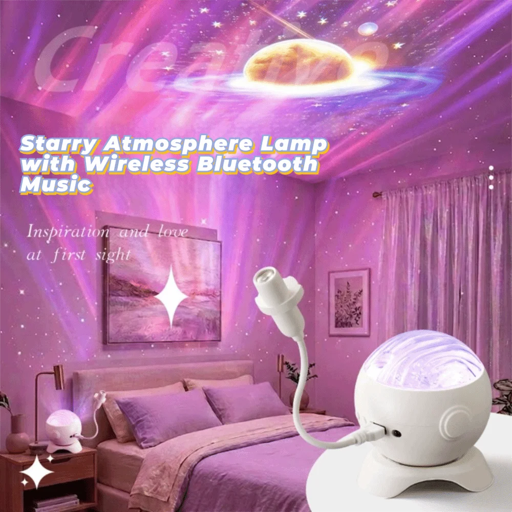 Bluetooth Speaker Star Projector Light RGB Northern Light 360 Rotatable Aurora Light Remote Control Planet Patterns