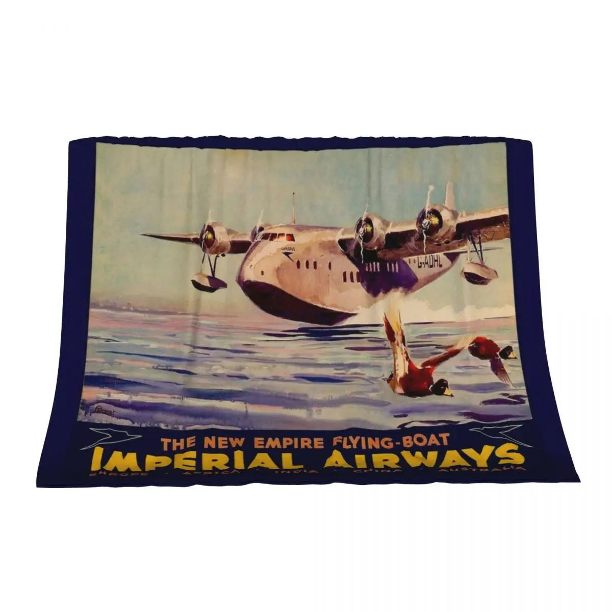 

IMPERIAL AIRWAYS : Flying Boat Travel Advertising Print Throw Blanket Bed Fashionable Plaid on the sofa Bed covers Blankets