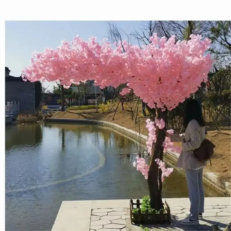 

Розовое искусственное вишневое дерево, искусственное дерево, большое растение, дерево желаний, внутреннее и наружное украшение, свадьба, отель, украшение для дома