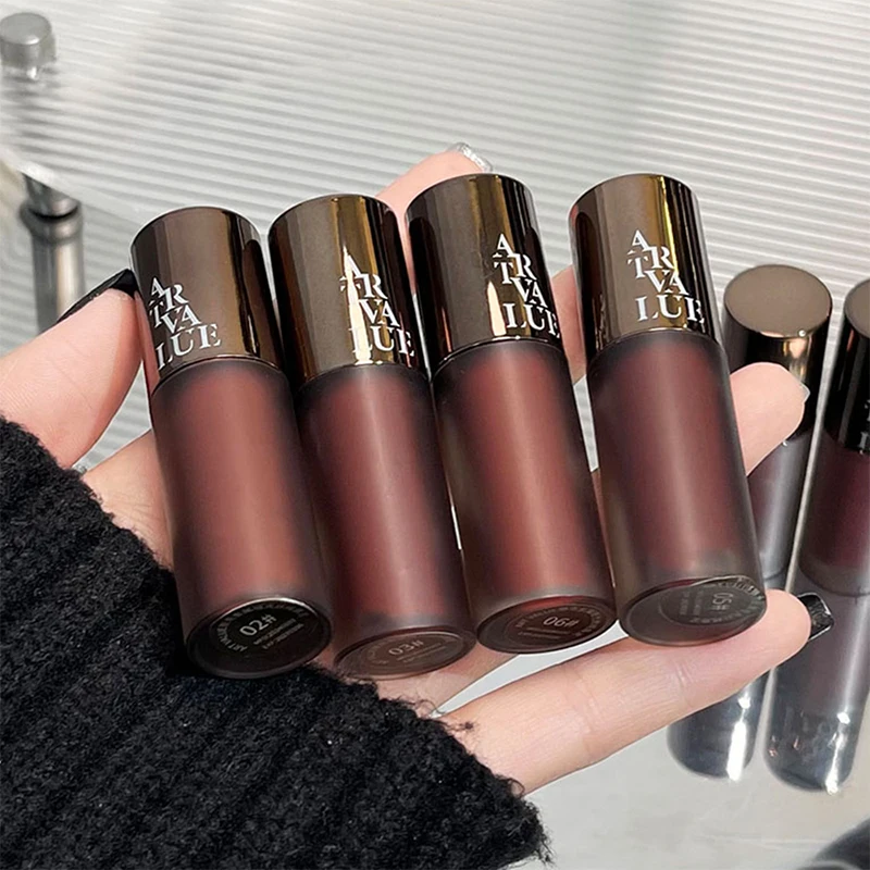 Punk metal matte velvet lip Mud Soft mist white lip glaze Pseudo plain Everything with Girlie Grey powder