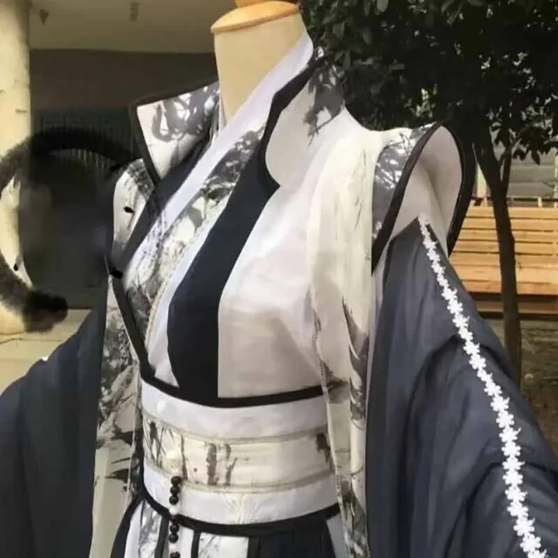 Hanfu Cina kustom ukuran besar 5XL Pria karnaval raja kostum Cosplay Vintage Gotik hitam tema pesta pakaian untuk pria