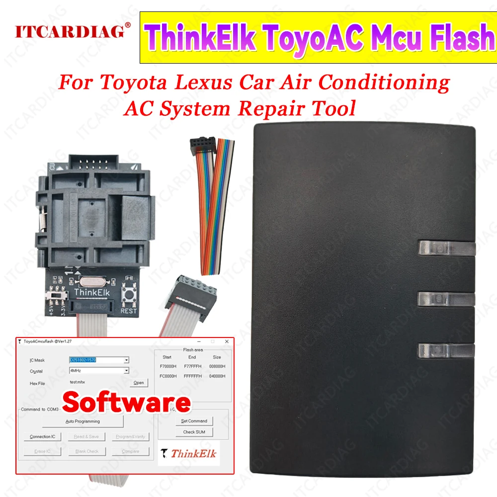 For Toyota Lexus ThinkElk ToyoAC Mcu Flash Read Write 251802-1570 CPU IC Programmer Car Air Conditioning AC System Repair Tool