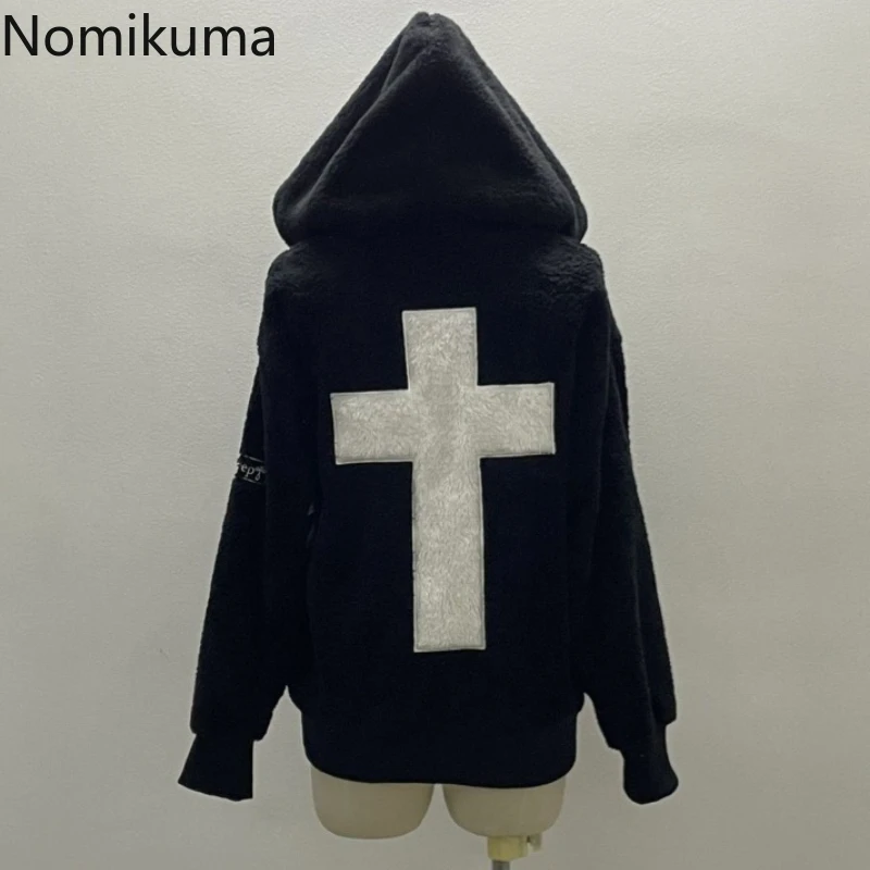 

Thicked Hooded Jackets Women Sweatshirts Y2k Tops 2025 Ropa Mujer Punk Embroidery Streetwear Outwear Fashion Casual Hoodie Coat