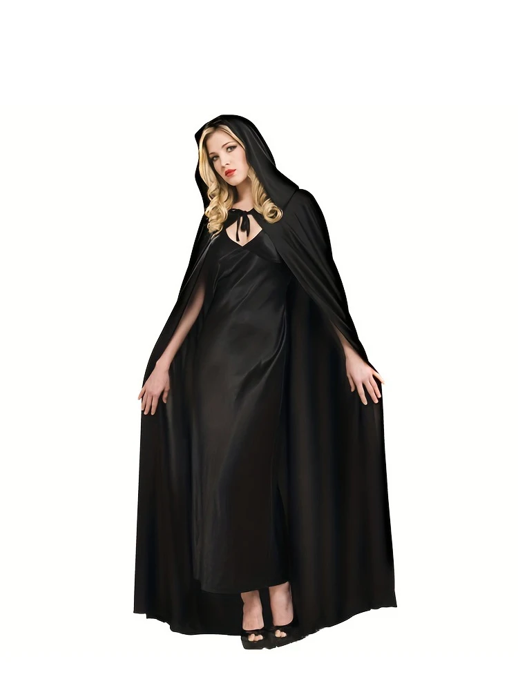 1 Halloween böse Hexe, Todesumhang mit Hut, klassischer langer Stil, Rollenspiel-Partykleid, geeignet für Männer und Frauen – Detail 6