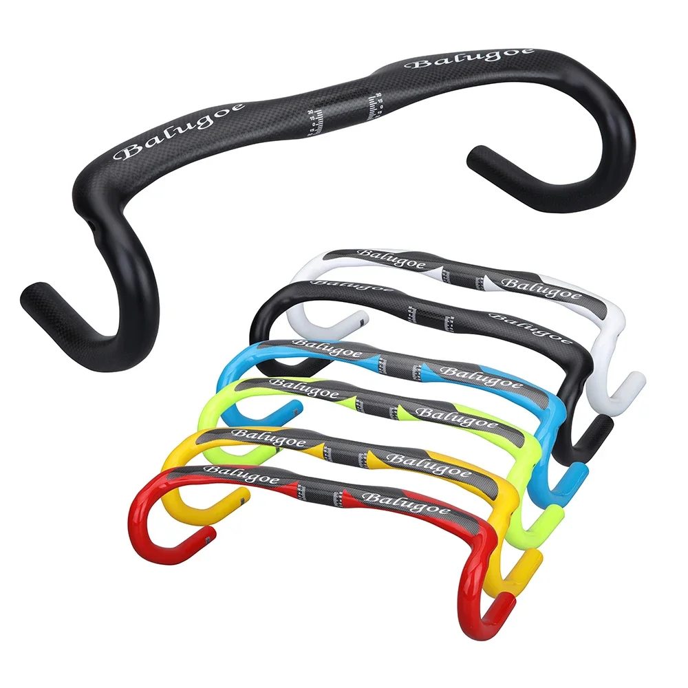 BALUGOE-Full Carbon Fiber Road Bike Handlebar, Racing Handle, Bicycle Bend, 6 Colors, 31.8*400 420 440mm, New, 2022