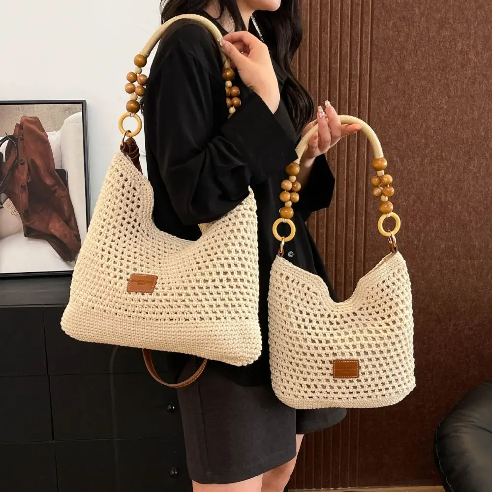 

Simple Hollow Out Beach Woven Bag Tote Bag Beach Handbag Bohemian Beach Bag Large Capacity Bucket Bag Hollow Shoulder Bag Travel