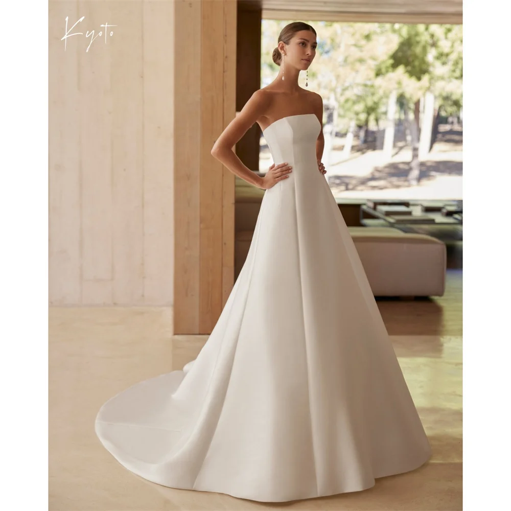 

Kyoto White A-line Off Shoulder Wedding Dresses Long Train Customized جديد في الفساتين Detachable Shawl wedding dress 2025