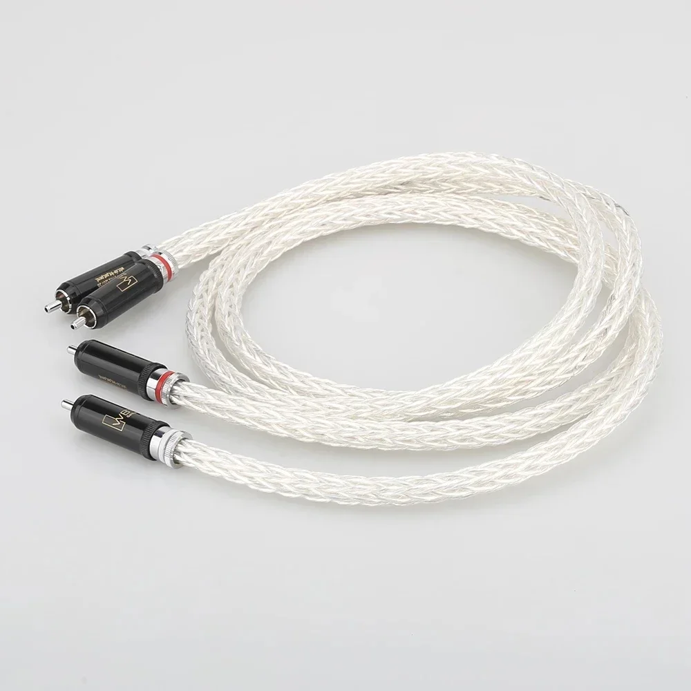 Hi-End 8AG Silver Plated OCC 16 Strands HIFI Audio Cable With WBT RCA Male Plug Cord