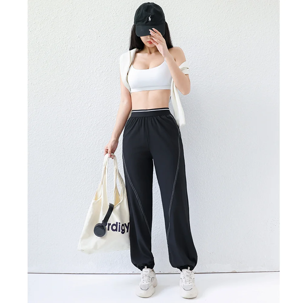 

Quick-Dry Running Joggers, Lightweight Woven Drawstring Tapered Pants with Zip Pockets, Loose-Fit Breathable Casual Trousers