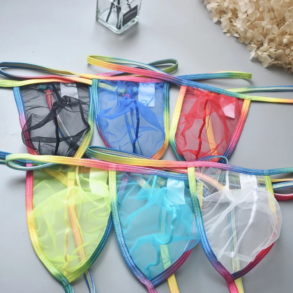 Mens Sexy Thongs G String Low Waist Mesh Briefs Thong Underpants Panties Lingerie Underwear Ultra-thin Transparent Jockstrap