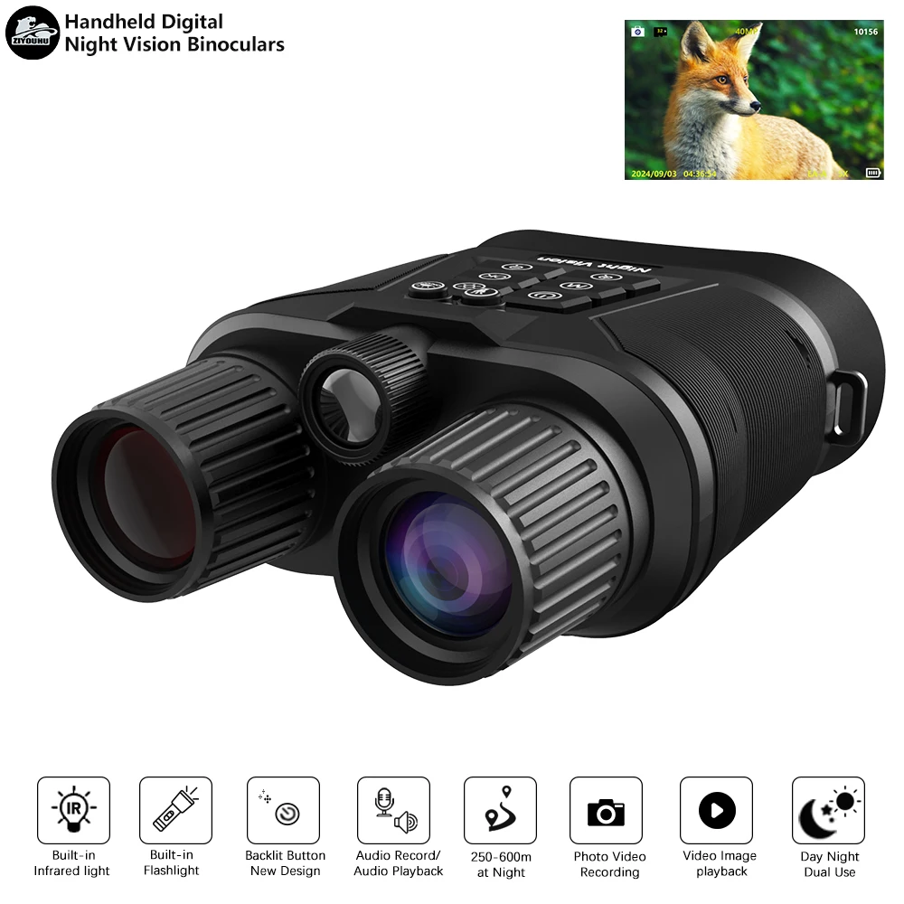 

Binoculars Hunting Digital Night Vision Infrared 1080P Video Camera 8X Zoom Backlit Button Tacticle Flashlight Binoculars