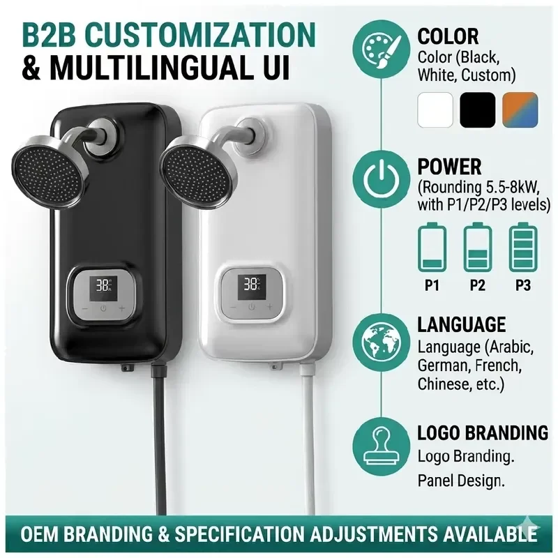 Touchless Control No Plumbing Required 3 in 1 Electric Shower Head Hot Water Heater Instant Shower Geyser Tankless Water