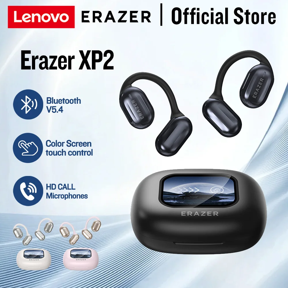 Lenovo Erazer XP2 Wireless Headphones Color Touch Screen OWS Earphone Bluetooth 5.4 Support TF Card 8 Hours Long Battery Life