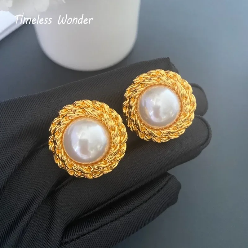 

Timeless Wonder Fancy Faux Pearl Geo Clip on Earrings for Women Designer Jewelry Runway Goth Luxury Rare Sweet Gift Top 5166