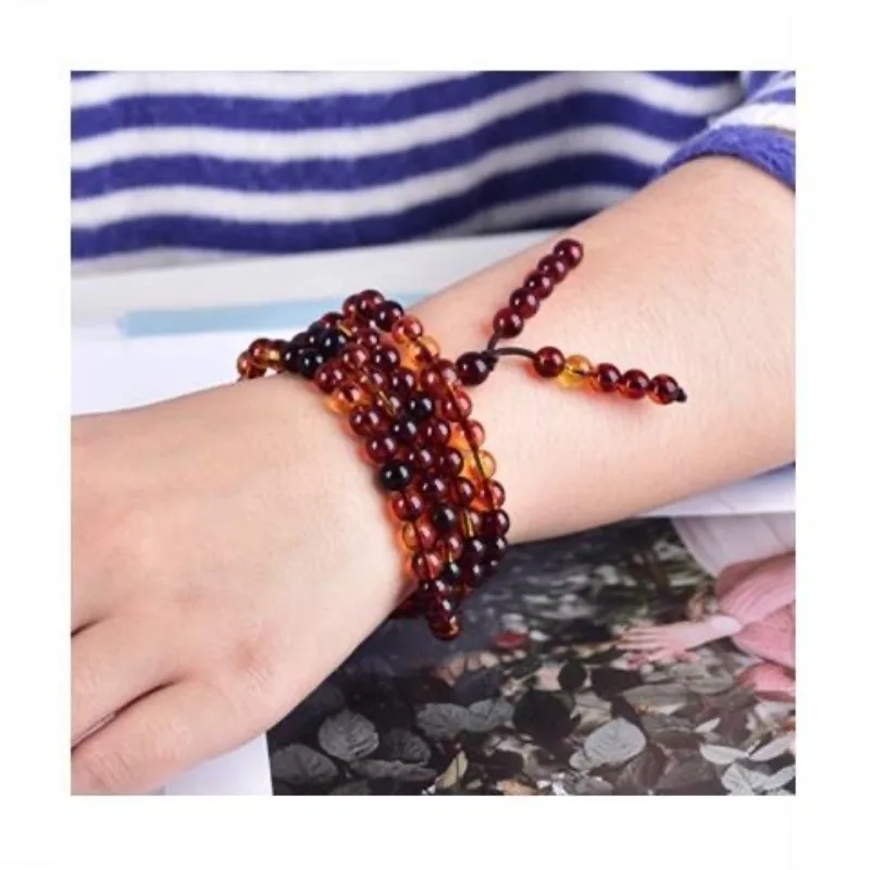 108 Beads Amber Round Bead Bracelet & Necklace, Unisex Fashion Jewelry for Men Women, Multipurpose Casual Ornament