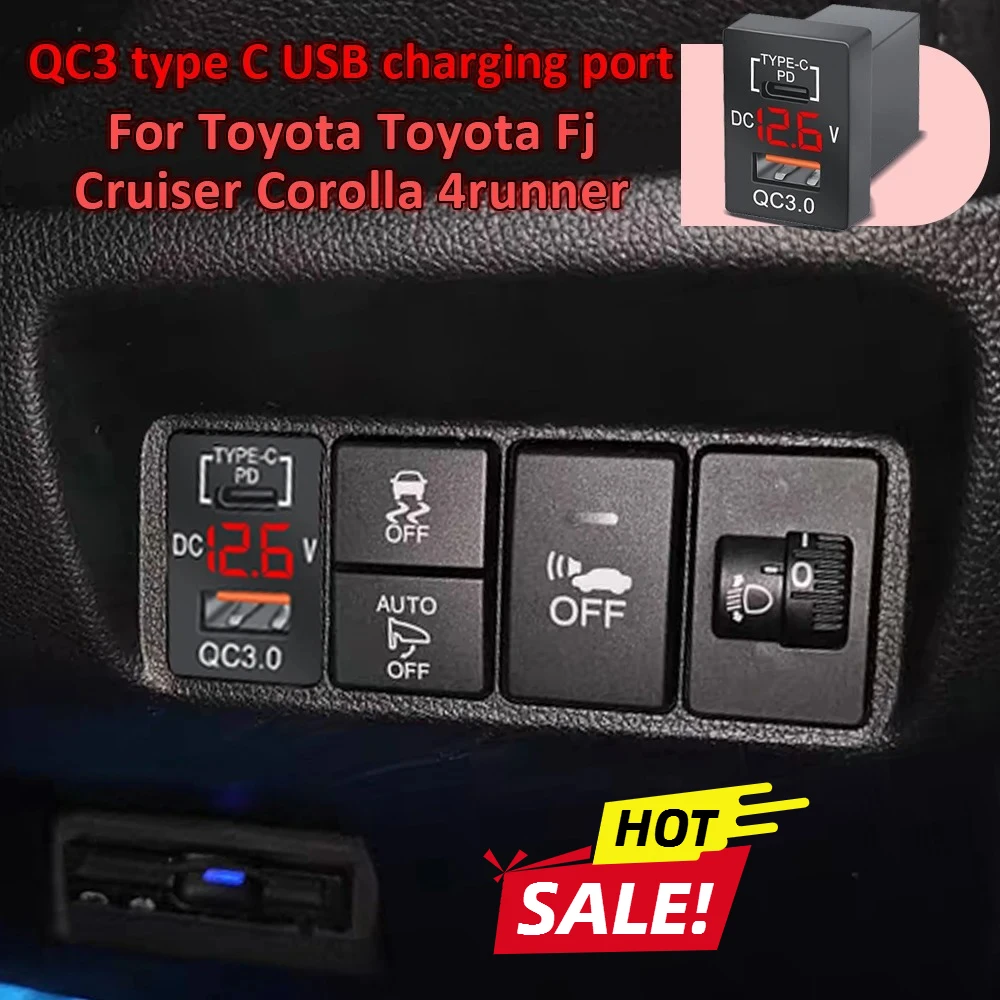 

Car Voltage Display Quick Charge Fast Charging Ports for Toyota Corolla 2018 RAV4 2013 Prado 150 Izoa Levin Accessories