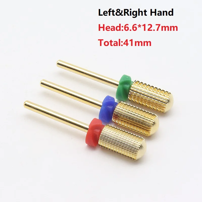 

New Gold 5 in 1! 6.6 Head Large Barrel Round Smooth top Safty Tungsten steel Carbide nail drill bits Burr Double hand use