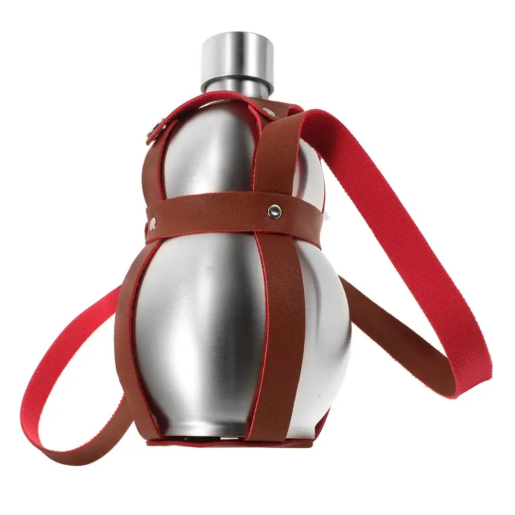 

Stainless Steel Bottle Portable Water Flask Camping Canteen Durable Thickened Outdoor Bottle Gourd Hydration Gear