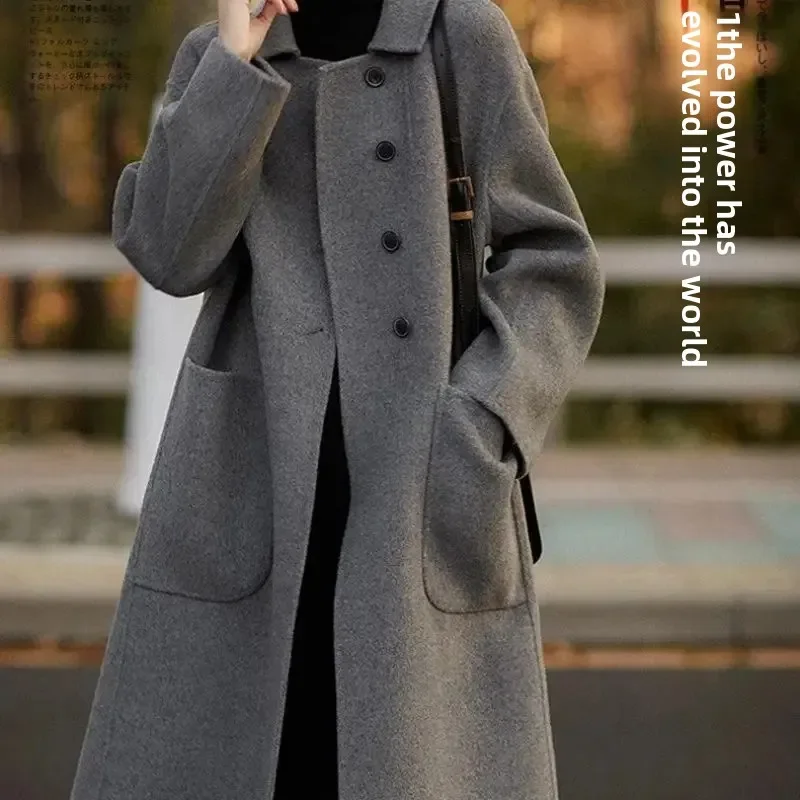 Dámský volný fleecový kabát pro větší velikosti, luxusní, oboustranný, střední délky, podzim/zima, nový přírůstek, moderní kabát - náhled 2