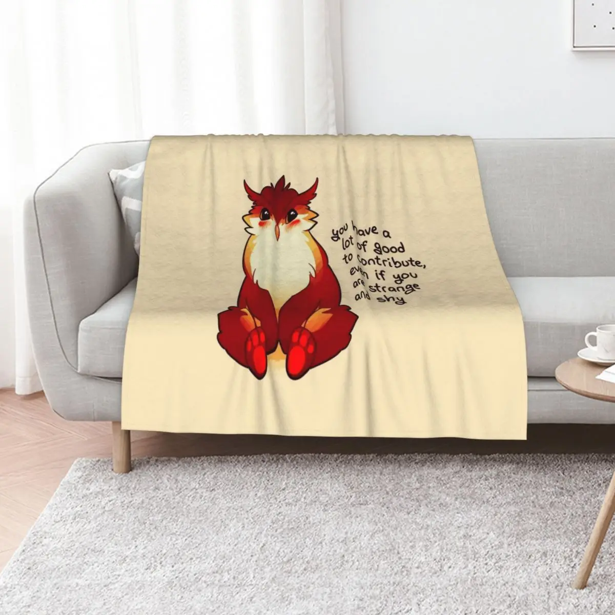 You Have a Lot of Good to Contribute Blushing Owlbear Couverture décorative confortable pour canapé, printemps et automne