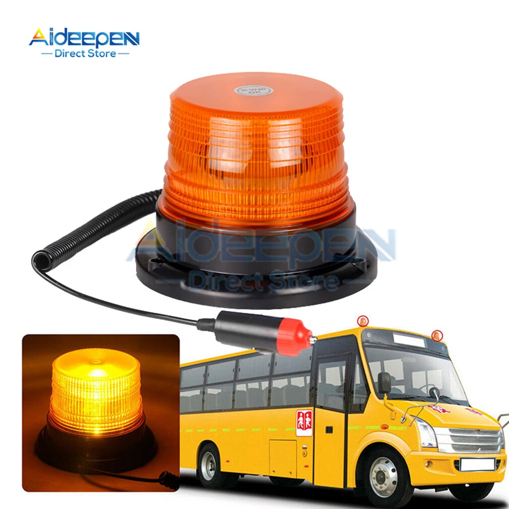 磁気ベース LED ブルー緊急ストロボライト車警察屋根点滅危険警告灯 12 V/24 V 車両安全ビーコンランプ