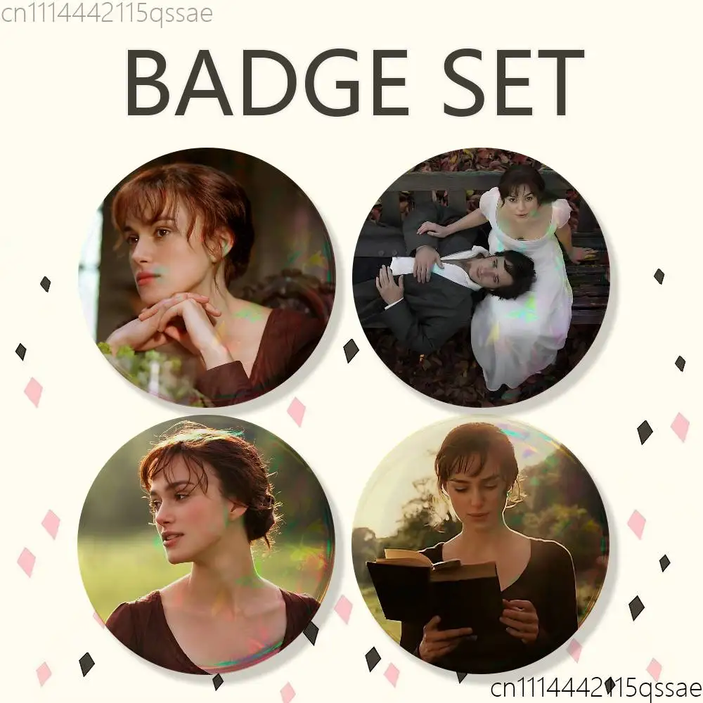 FOR Pride and Prejudice 25mm 75mm 44mm 58mm 32m Coin Badges Personalized Handmade Round Brooches Pins Accessory