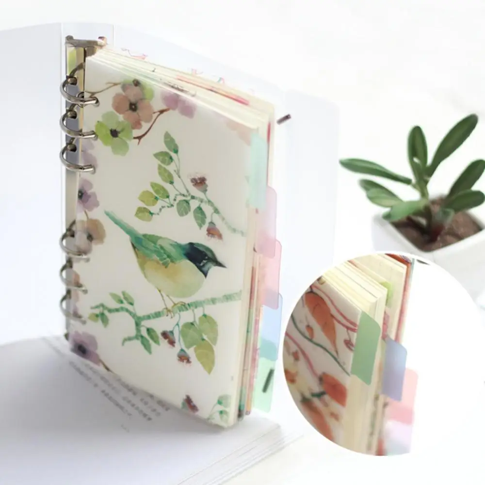 5Pcs A5 A6 Floral Planner Index Page Loose Leaf Transparent PP Separator Pages Notebook Paper Inside Pages 6-Hole Binder