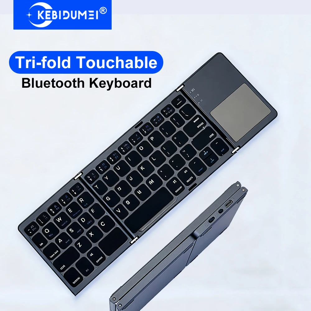

Трехкратная сенсорная клавиатура с сенсорной панелью, мини-клавиатура, перезаряжаемая клавиатура, Bluetooth-клавиатура для ноутбука, Windows, Android iOS