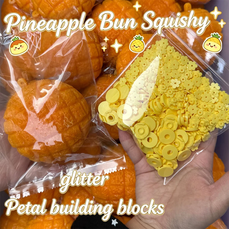 Ananas-Brötchen Squishy Crunchy No-Rebound Quetschspielzeug Runde Blöcke Gefüllt Stressabbau Fidget Sensorisches Entspannungsspielzeug Geschenke