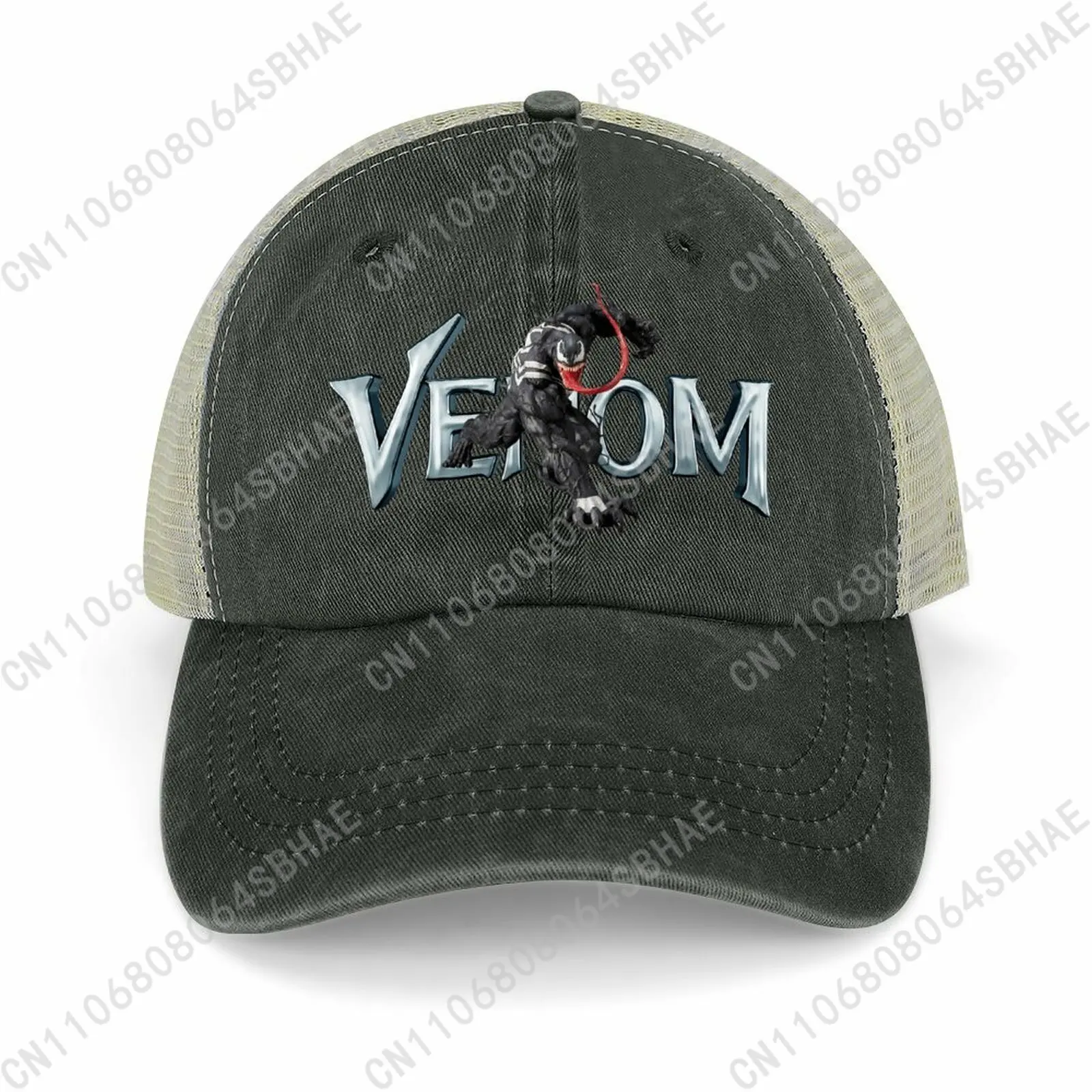 

Marvel Venom Mesh Cowboy Hat Hollow Ventilated Summer Cap Men Women Outdoor Sun Hat Adjustable Strap Custom Cosplay