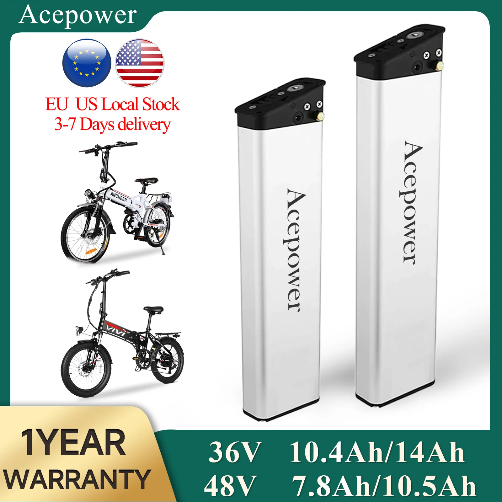 Faltbares Elektrofahrrad-Akku für ANCHEER AM1908 Zipper Z4 Panda XL 36V 8Ah 10.4Ah 14Ah DCH014 E-Bike-Akku für VIVI F20 FM20