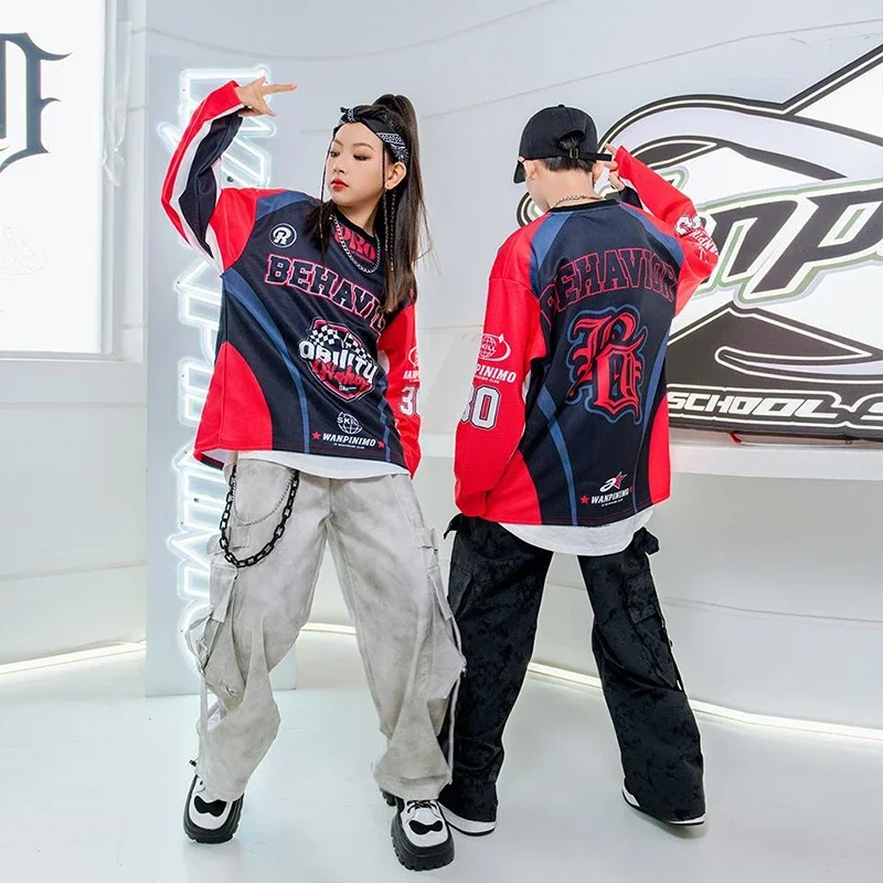 Hip Hop Costumes Girls Jazz Dance Set Street Dance Stage Clothes Boys Fashion Catwalk Show Outfits Kids Competition Wear XH1535