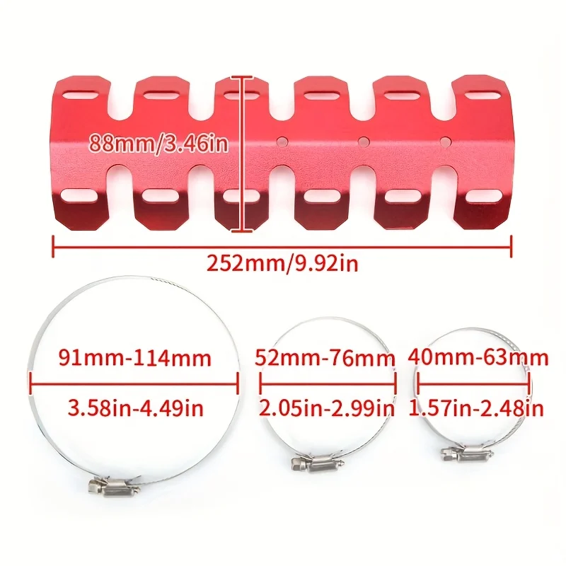 فاصل معدل عالمي لزعانف المبرد على الطرق الوعرة حامي عادم السيارة فاصل لزعانف المبرد على أنبوب العادم الحرارة شي