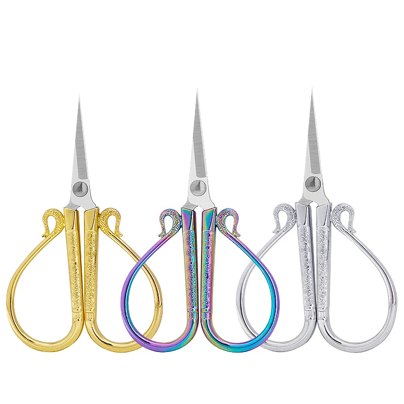 

Stainless Steel Retro Carved Auspicious Cloud Pattern Antique Scissors Chinese Retro Pattern Style Household Straight Scissors