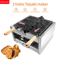 XEOLEO Taiyaki Maker 3PCS Fish Shaped Waffle Maker Machine 1400W Ice Cream Taiyaki Maker Non-stick Coating Electric/Gas