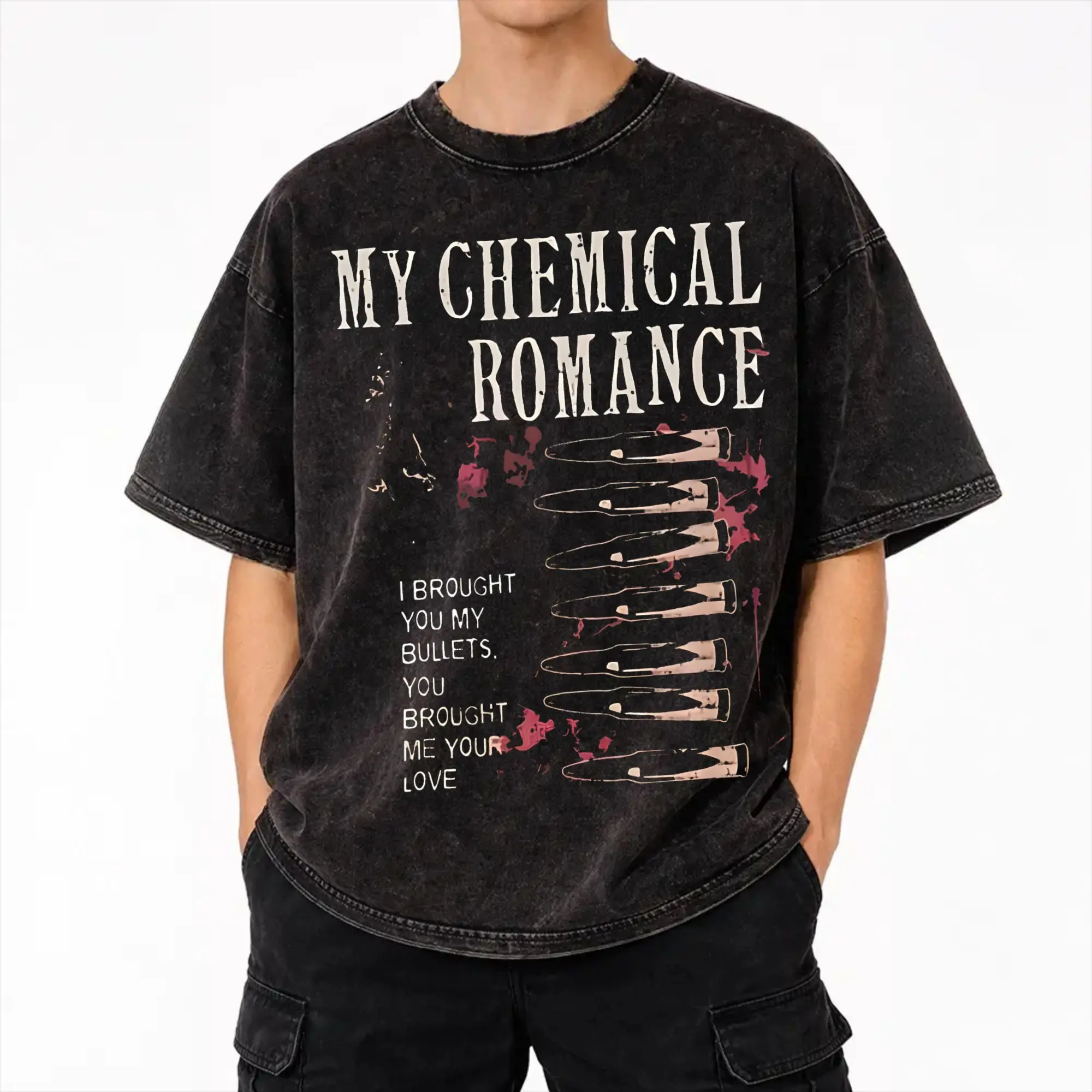 Printed The Black Parade 2026 Music My Chemical Romance mcr Washed Shirts Apparel Oversize T-Shirt  Men Women Tees