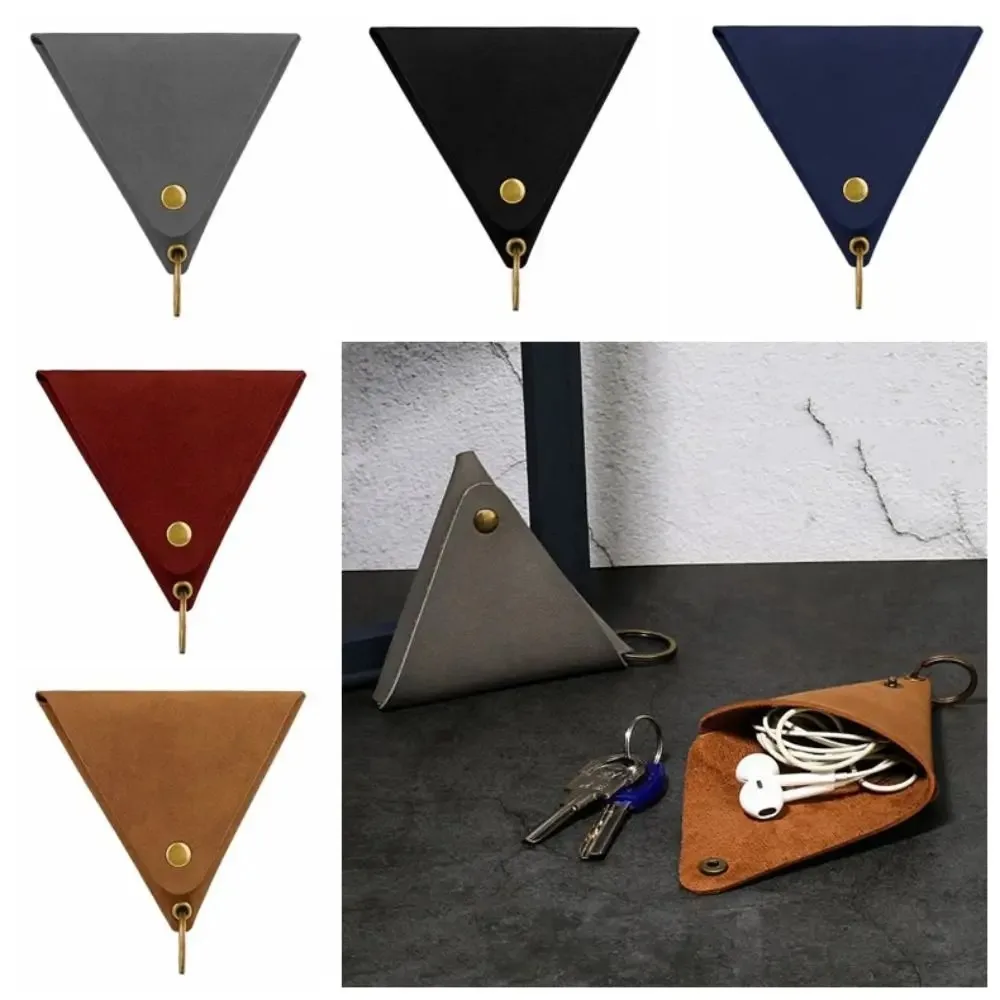 Triangular Coin Purse, PU Leather Coin Purse, Plain-Coloured Coin Purse, Small Accessories Pouch, Earphone Pouch, Key Pouch
