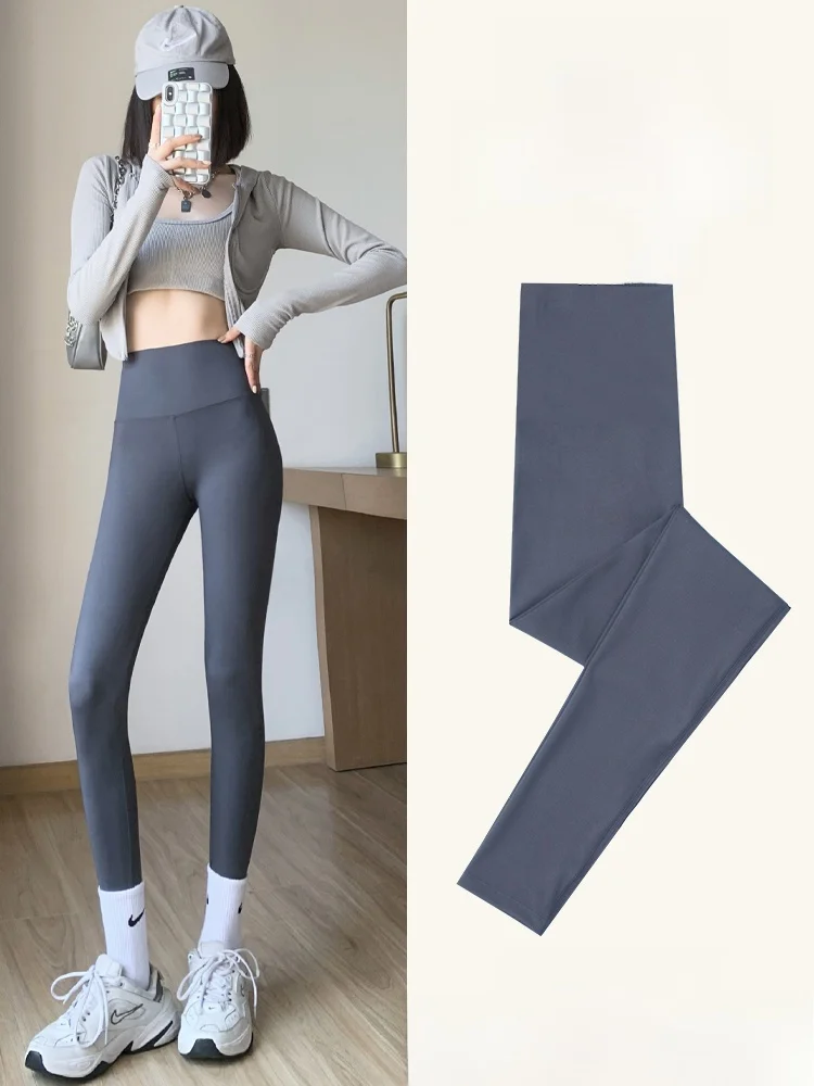 

High Waist Fce Lined Yoga Pants Women's Spor arkskin Trousers Autumn Winter New Sle Elastic Slimming Butt Lifting