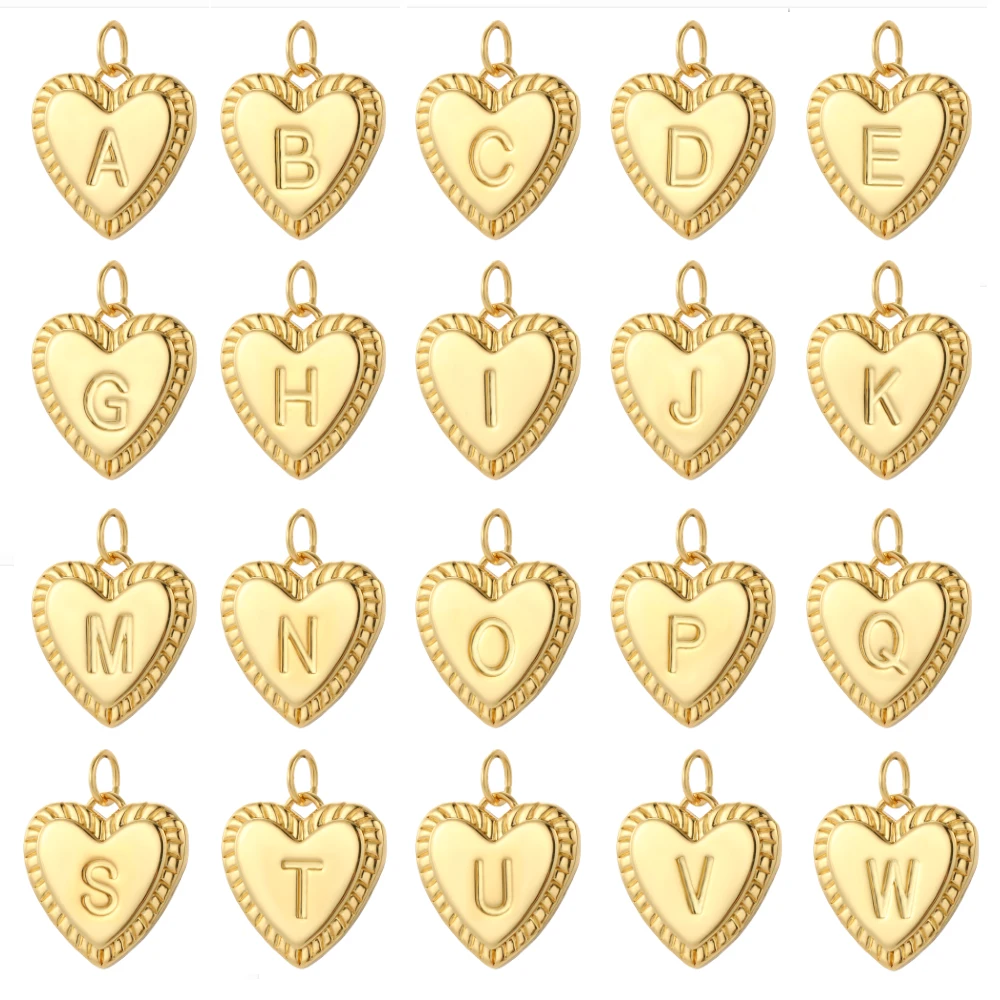 26 Letter Alphabet Name Charms for Jewelry Making Supplies Real Gold Color Dijes Diy Earring Necklace Bracelet Accessories