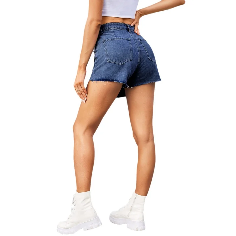 Women's Summer New Washed Denim Shorts Culottes 2026 High Waist Straight Leg Blue Jeans Shorts for Women view 5