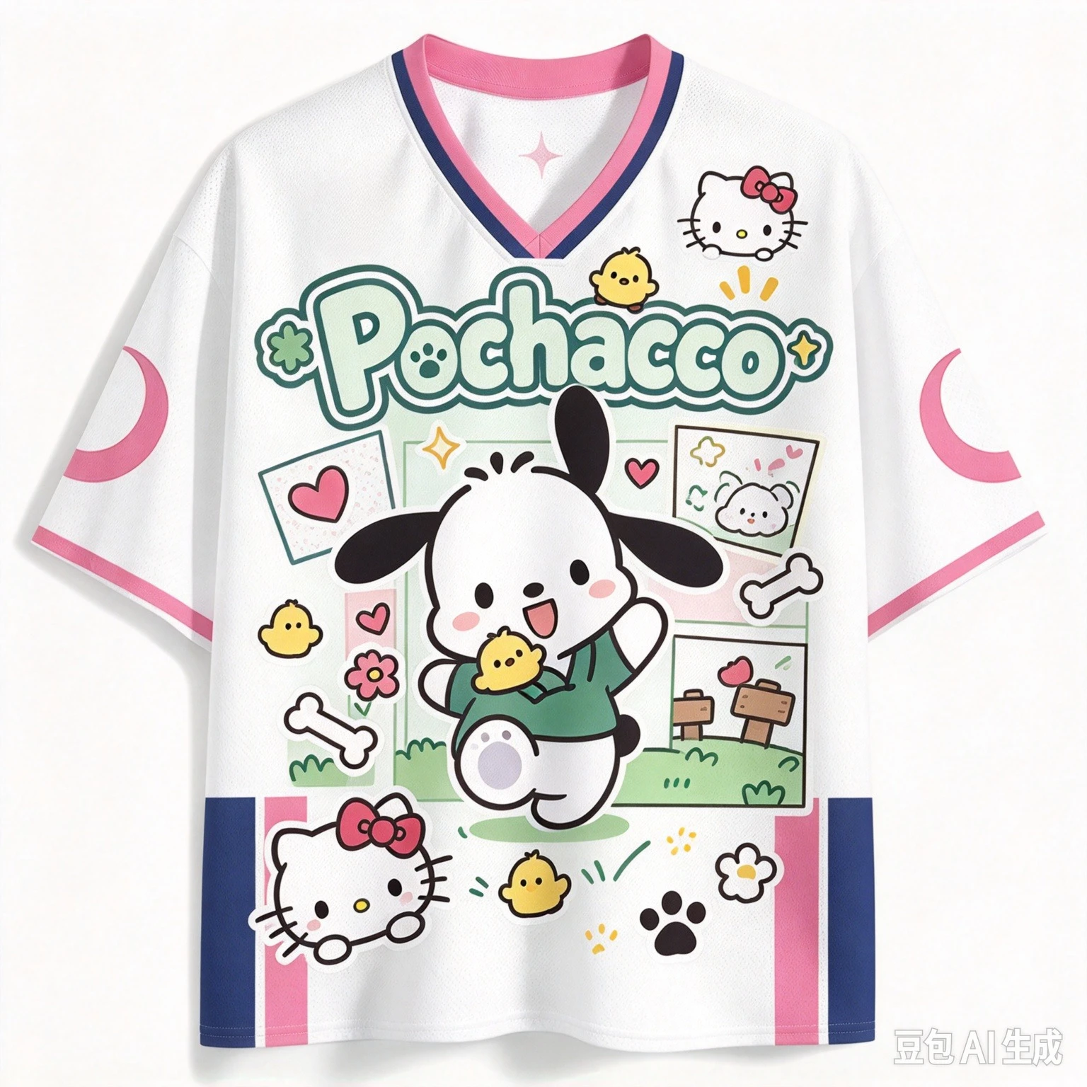 2026 Pochacco 3D Print Mesh Football Jersey White Puppy Chick Comic Unisex Summer Kawaii Y2K Streetwear Breathable Cartoon Tops