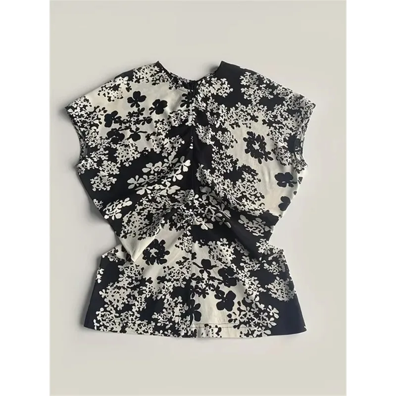 Robes de luxe à imprimé floral pour femmes, chemise à manches tombantes, t-shirt élégant avec ceinture, printemps et été 2025