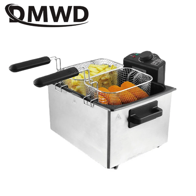 110V Stainless Steel Single Double Tank 5L Electric Deep Fryer Smokeless French Fries Chicken Frying Pot Grill Mini Hotpot Oven