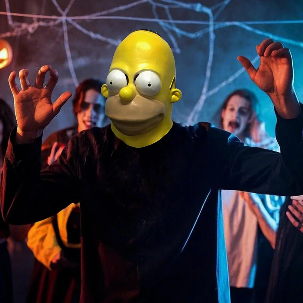 Anime los Simpsons máscara Homer Jay Simpson dibujos animados creativo Cosplay casco de látex Bart Simpson disfraz de fiesta de Halloween accesorios regalo