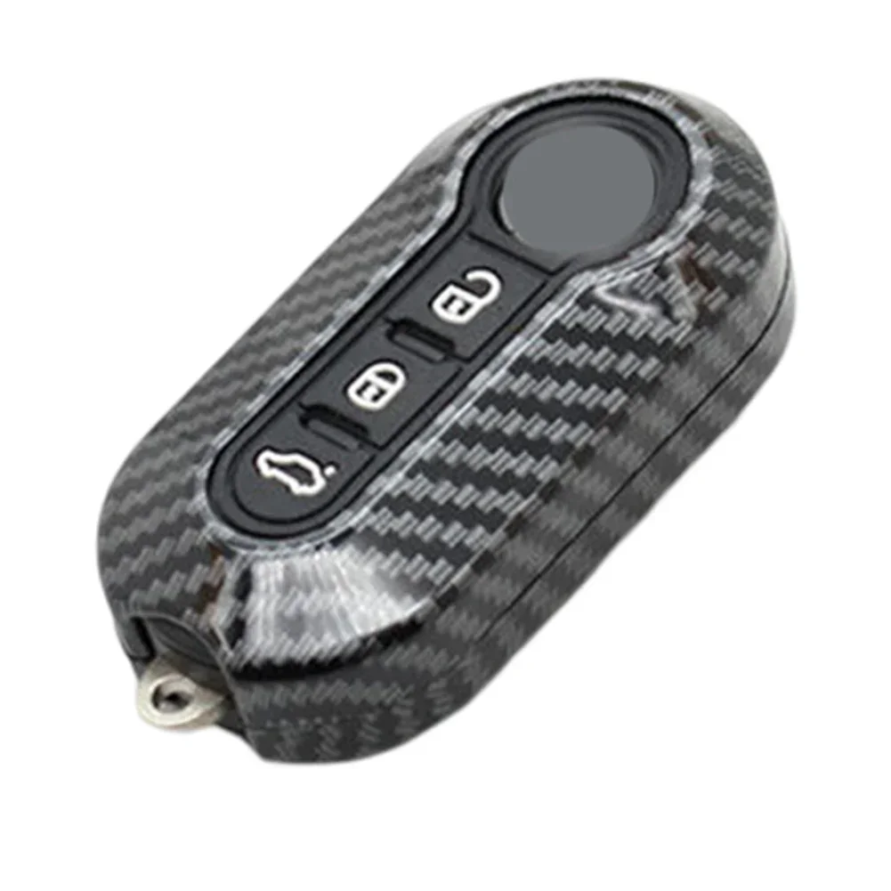 1pcs Auto Carbon Key Case Key Cover For Fiat 500 For Ducato For Abarth For Doblo Keycase Interior Accessories