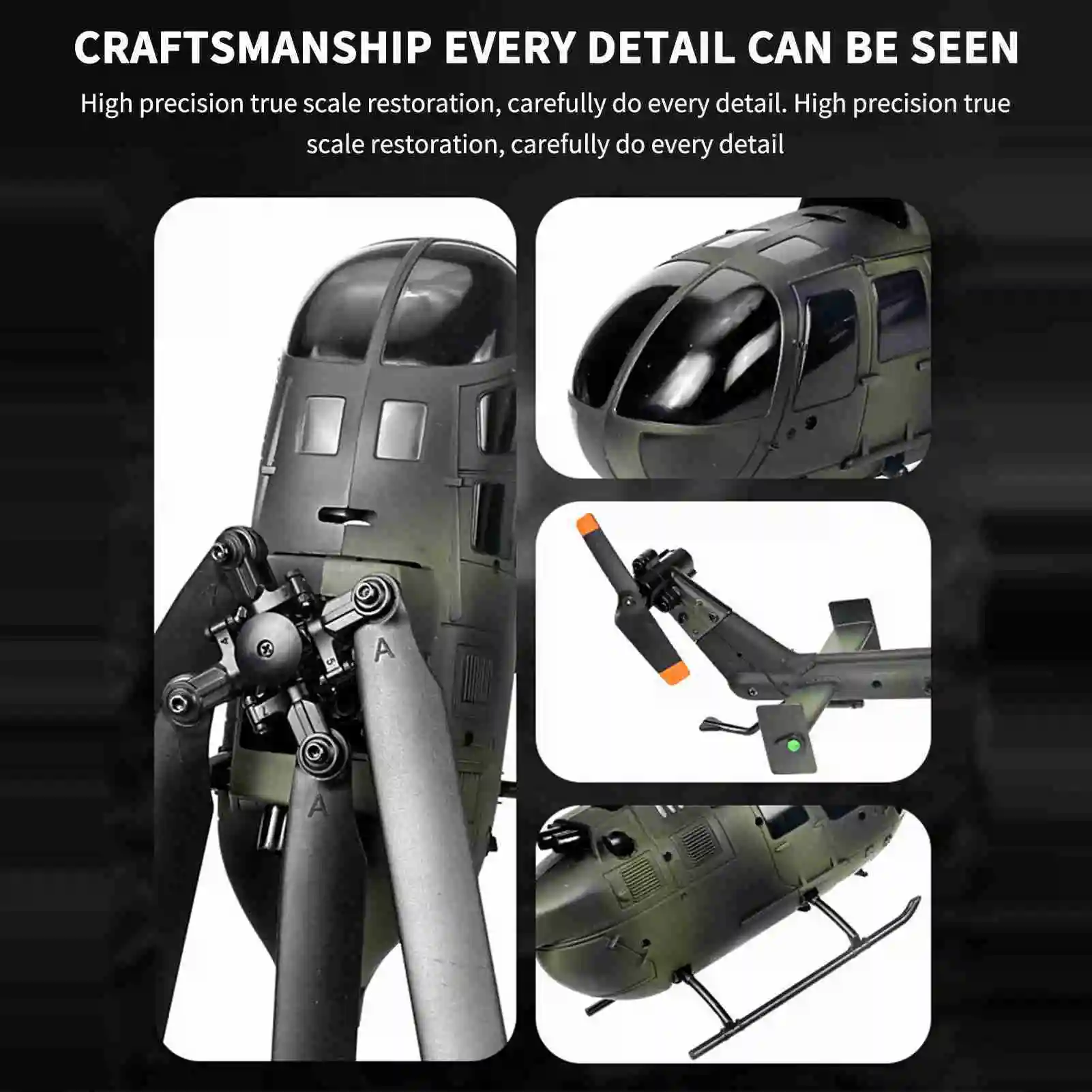 เฮลิคอปเตอร์บังคับวิทยุ Bo105 2.4Ghz โดรนบังคับวิทยุใบพัดเดี่ยว ไม่มีปีกเสริม ระบบกันสั่น 6 แกน ควบคุมความสูง ของเล่นเฮลิคอปเตอร์บังคับวิทยุ