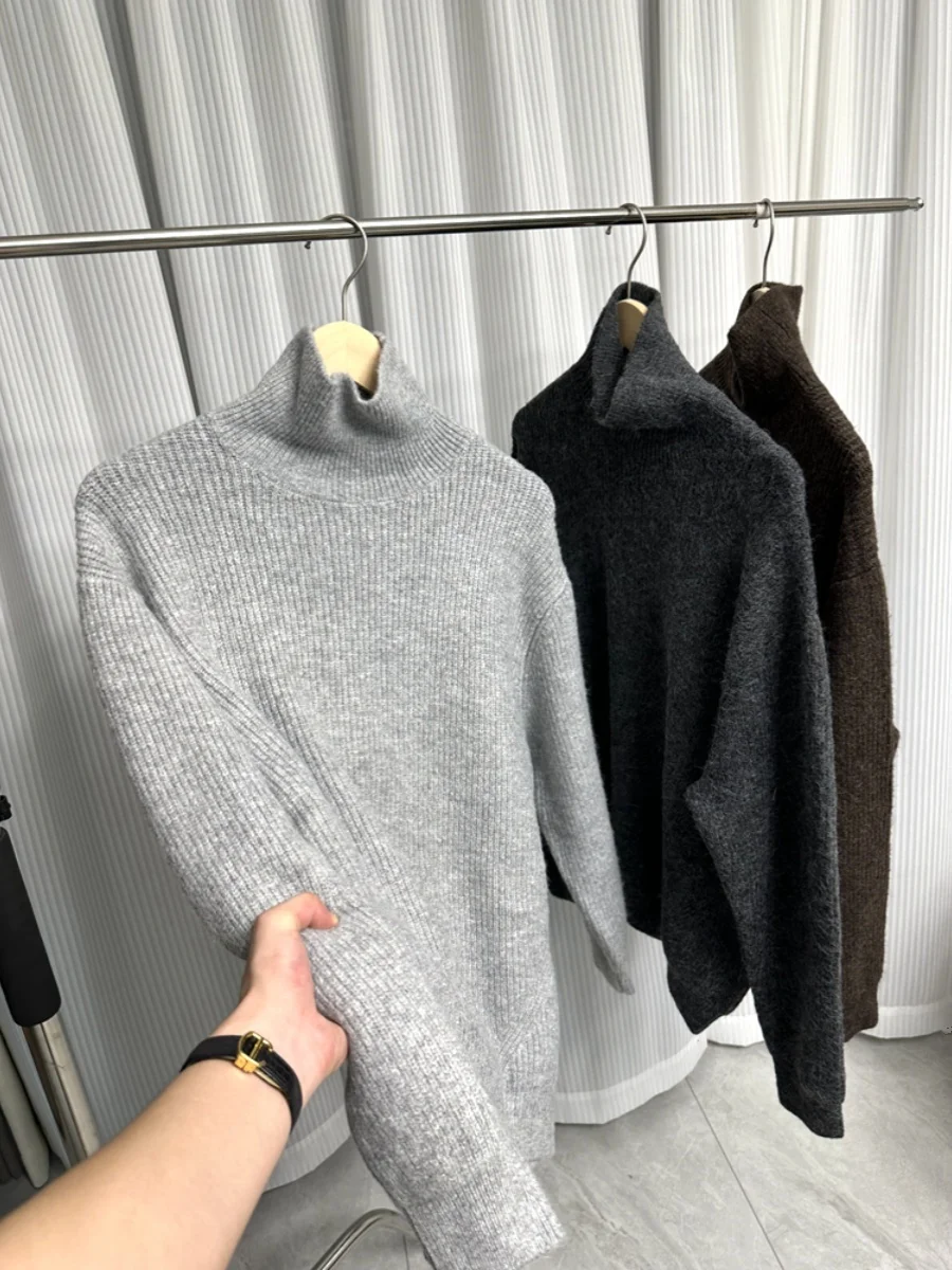 

Мягкий уютный вязаный свитер с высоким воротом, модный мужской осенне-зимний повседневный пуловер с длинным рукавом, H-Brand