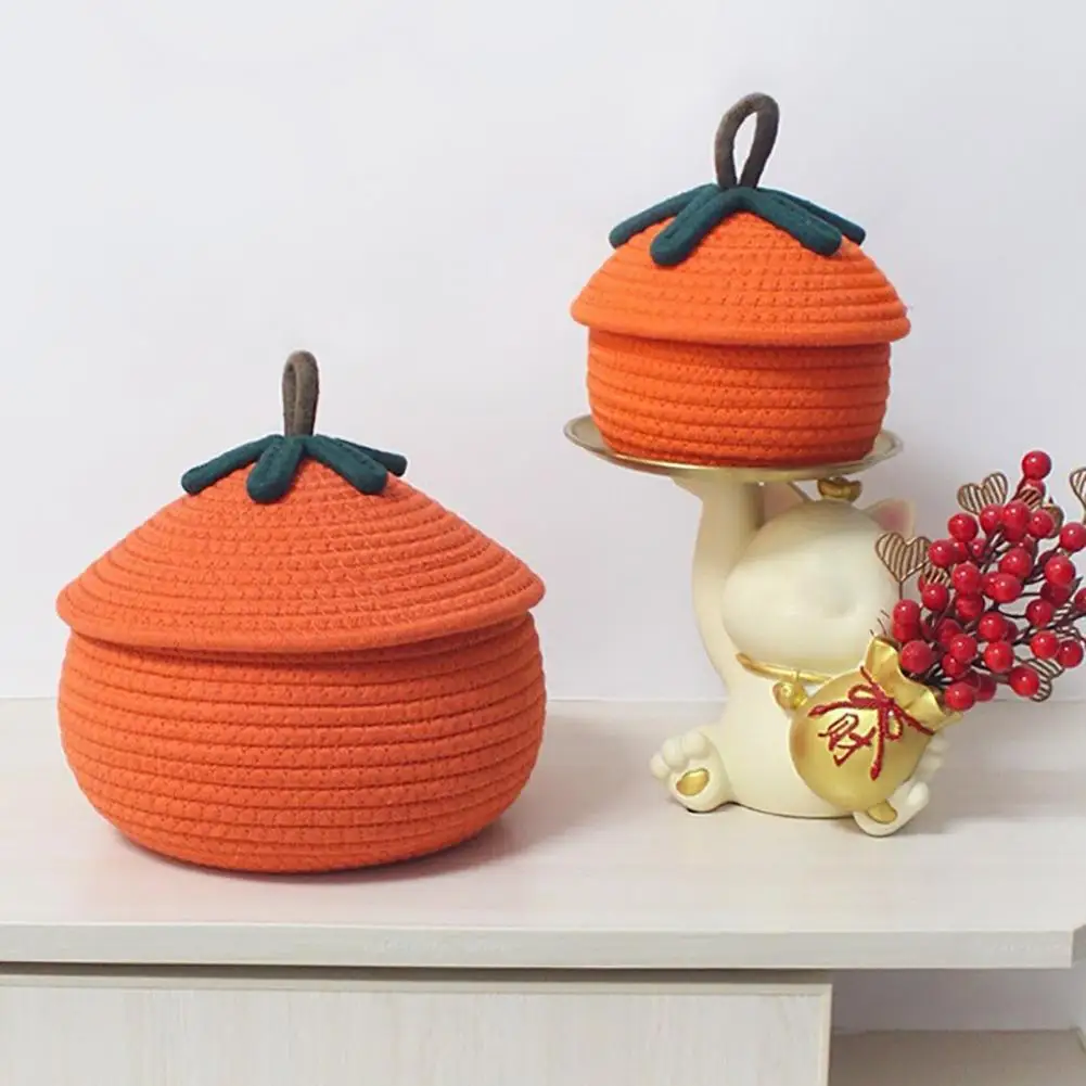 

Halloween Woven Pumpkin Basket with Lid，Large Capacity，Organizer Basket，Toy Snack Organizer Decorative，Candy Basket