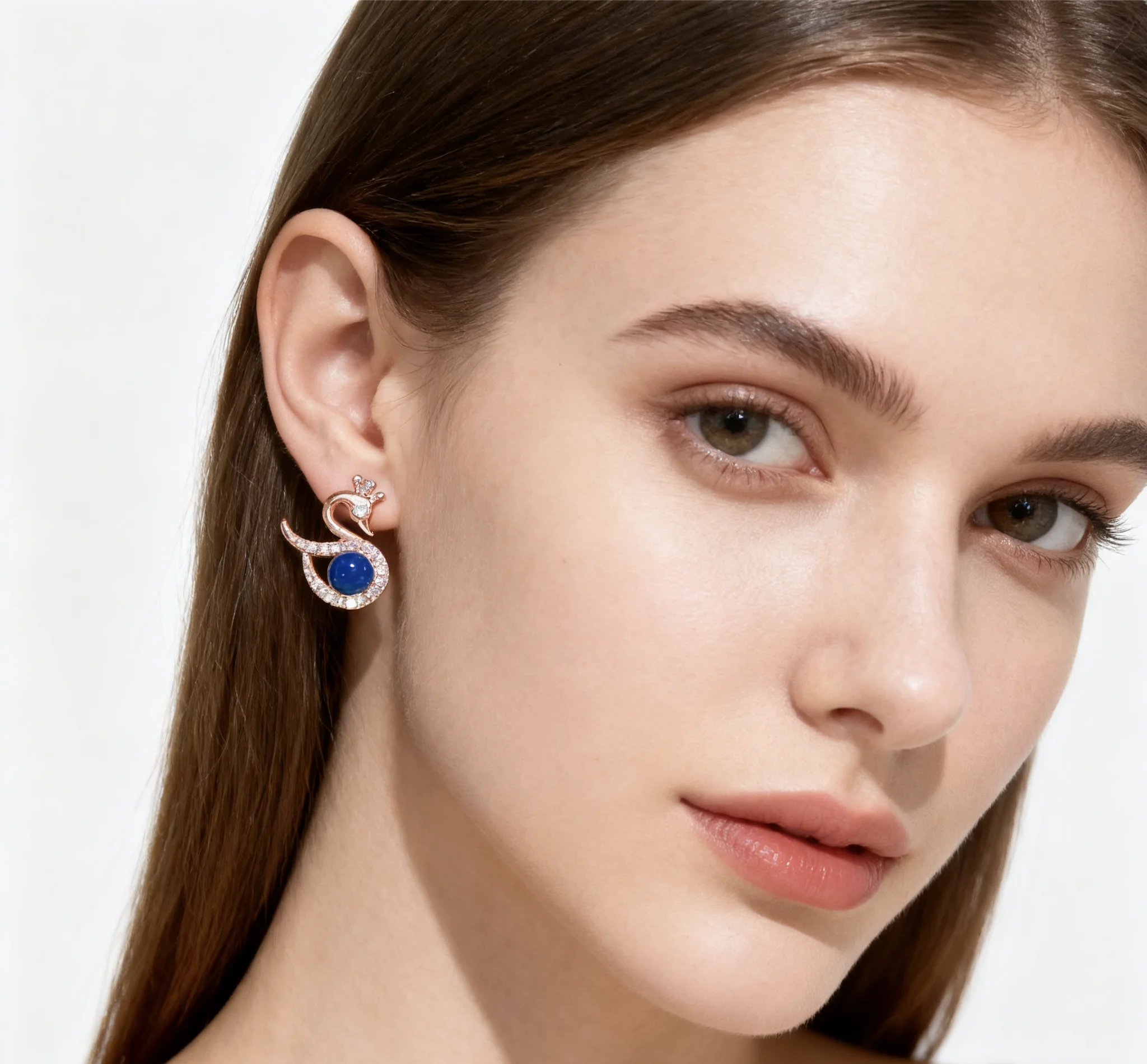 أقراط بجعة رومانسية من الفضة الإسترليني عيار 925 مع كهرمان أزرق 4 ملم هدية لعيد الحب مجوهرات حب للنساء