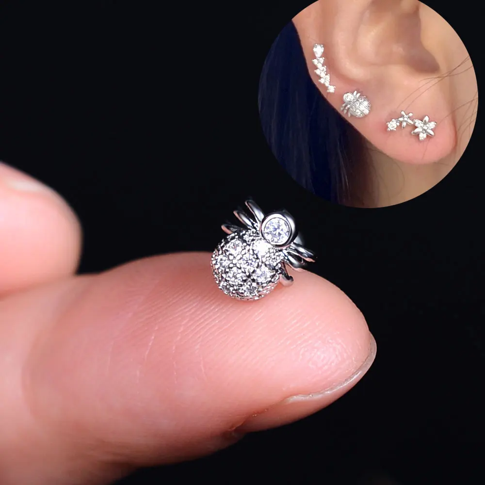 1pc Kristall cz Tragus Helix Piercing Ohr stecker Ohrring für Frauen Turm lappen Knorpel Schmetterling Blatt Blume Ohr Percing edlen Schmuck – Detail 6